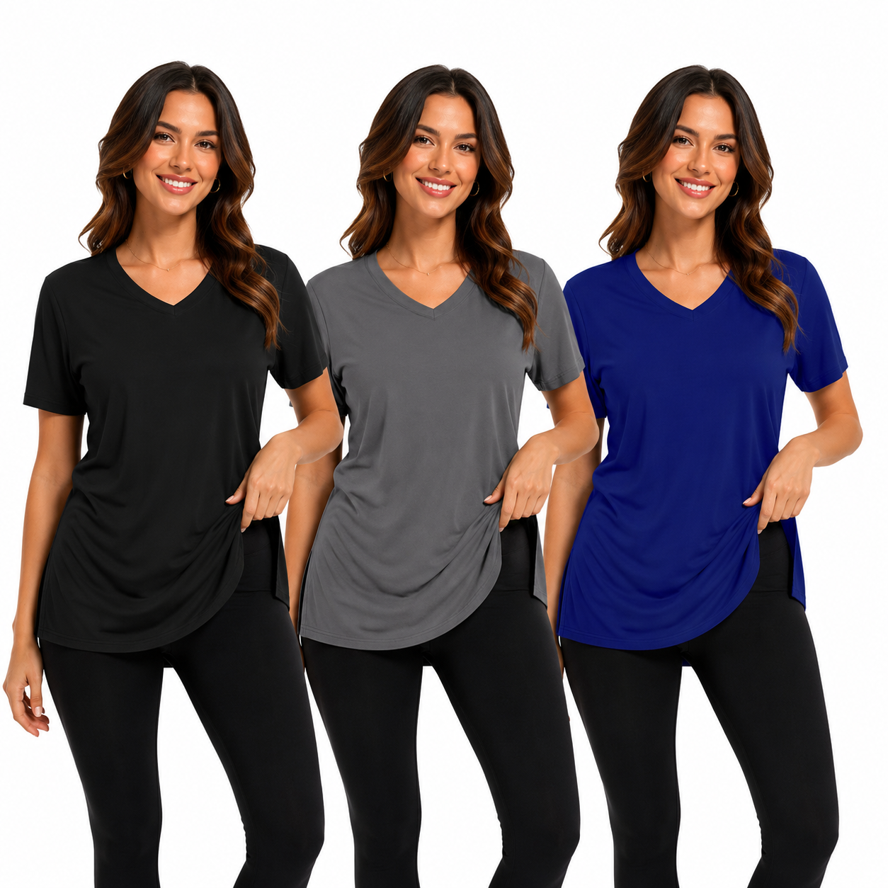 Selena Loose-Fit V-Neck Tee 3-Pack - view 5
