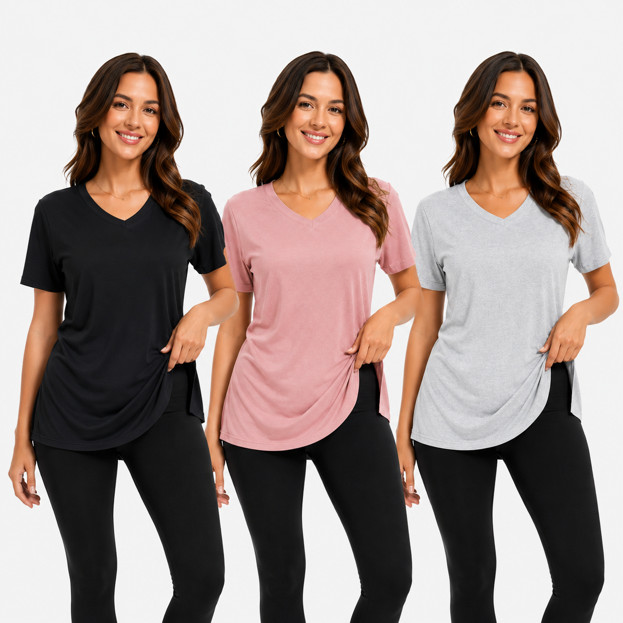 Selena Loose-Fit V-Neck Tee 3-Pack - view 3