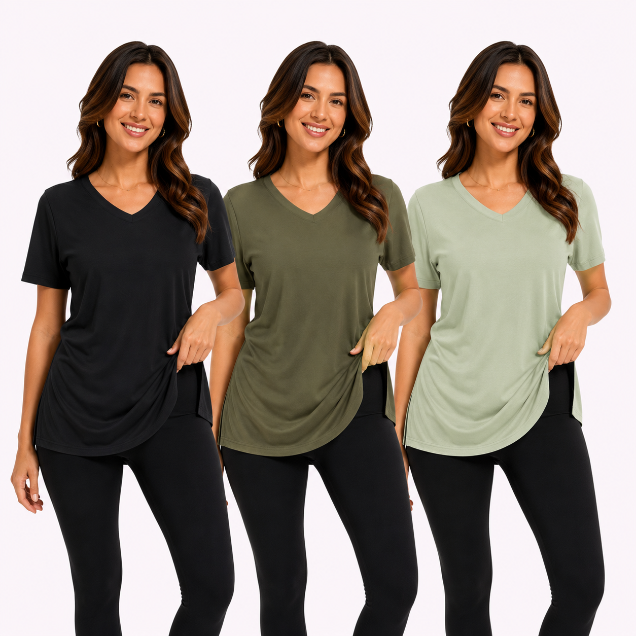 Selena Loose-Fit V-Neck Tee 3-Pack - view 7