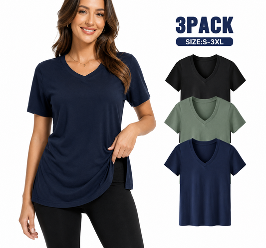 Selena Loose-Fit V-Neck Tee 3-Pack