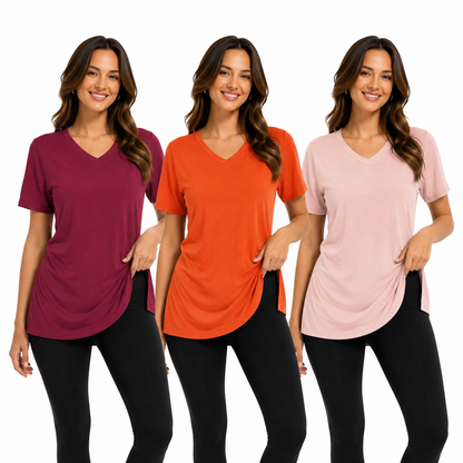 Selena Loose-Fit V-Neck Tee 3-Pack - view 4