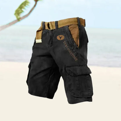 Men's Belted Cargo Shorts – Albin - Black