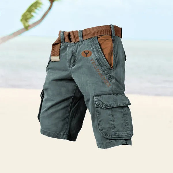 Men's Belted Cargo Shorts – Albin - Blue