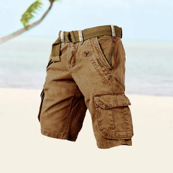 Men's Belted Cargo Shorts – Albin - Brown