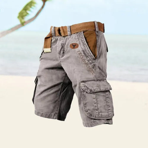 Men's Belted Cargo Shorts – Albin - Gray