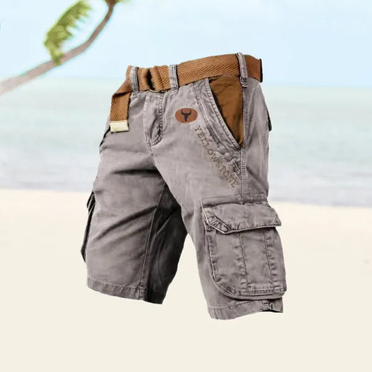 Men's Belted Cargo Shorts – Albin - Gray
