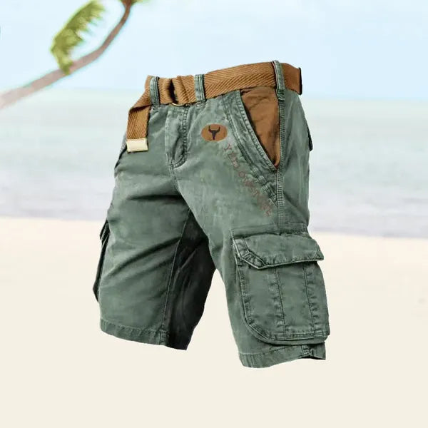 Men's Belted Cargo Shorts – Albin - Green