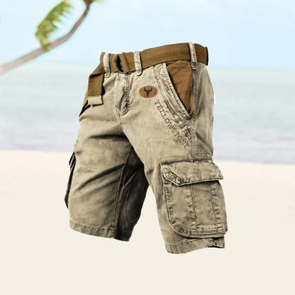 Men's Belted Cargo Shorts – Albin - Khaki