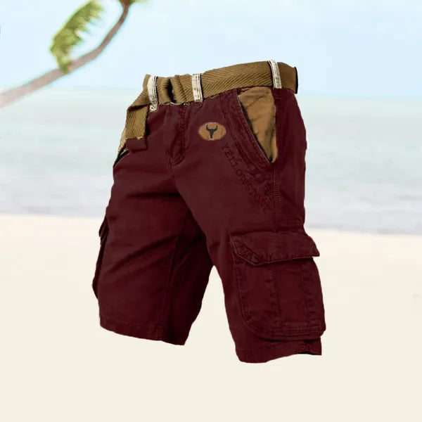 Men's Belted Cargo Shorts – Albin - Red