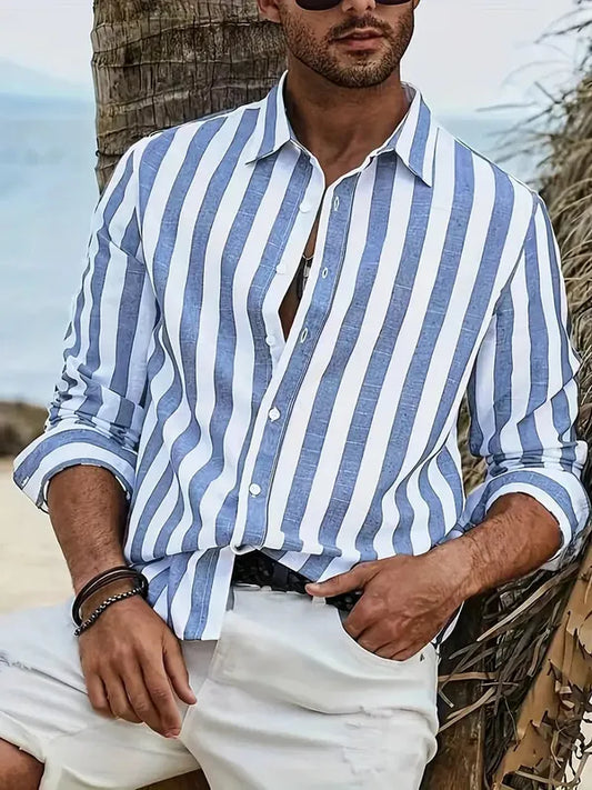 Men's Striped Casual Shirt – Arsen - Blue