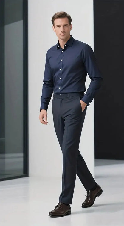 Men's Slim Fit Formal Shirt – Aurelius - Navy Blue
