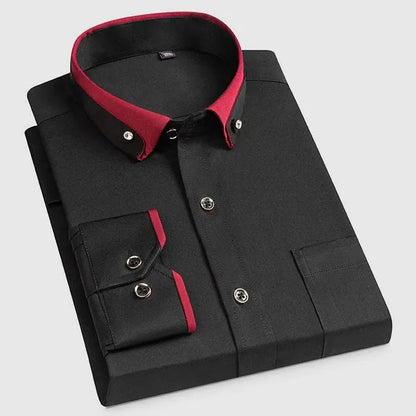 Men's Classic Long Sleeve Dress Shirt – Caetano - Black