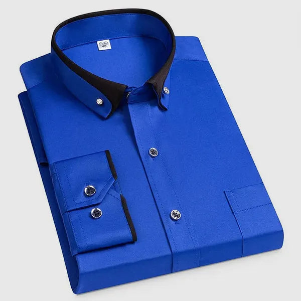 Men's Classic Long Sleeve Dress Shirt – Caetano - Blue