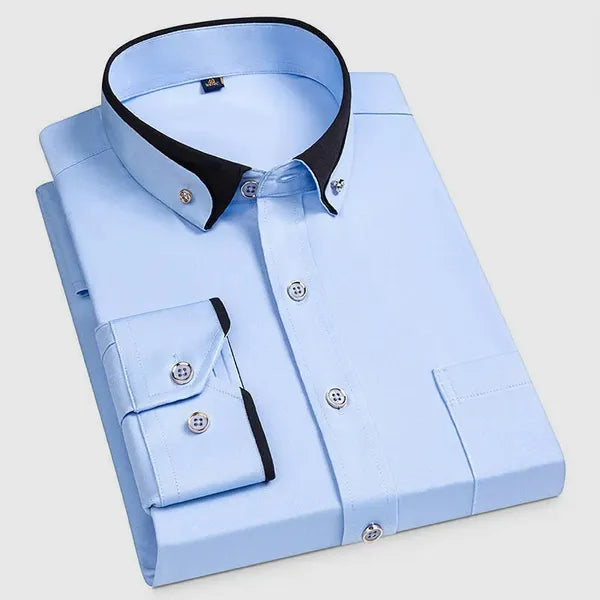 Men's Classic Long Sleeve Dress Shirt – Caetano - Light Blue