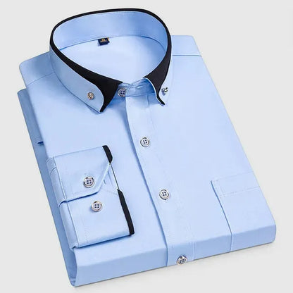 Men's Classic Long Sleeve Dress Shirt – Caetano - Light Blue