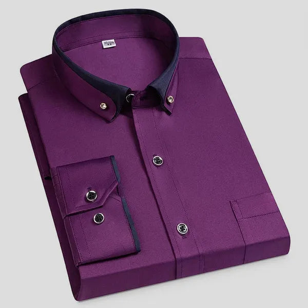 Men's Classic Long Sleeve Dress Shirt – Caetano - Purple
