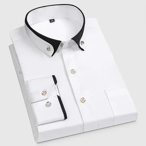 Men's Classic Long Sleeve Dress Shirt – Caetano - White
