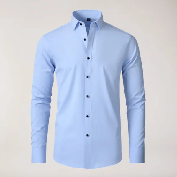 Men's Long Sleeve Button-Up Shirt – Caius - Light Blue