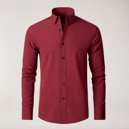 Men's Long Sleeve Button-Up Shirt – Caius - Red