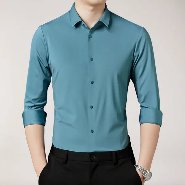 Men's Long Sleeve Button-Up Shirt – Caius - Turquiose