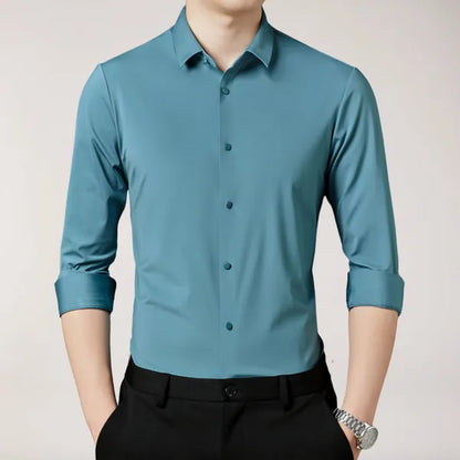 Men's Long Sleeve Button-Up Shirt – Caius - Turquiose