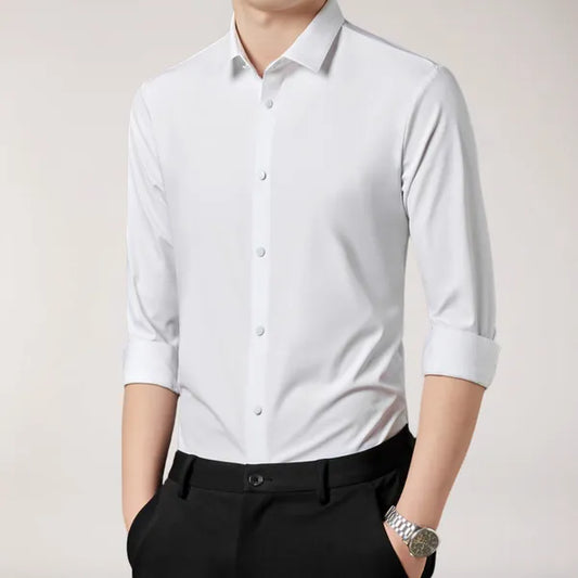Men's Long Sleeve Button-Up Shirt – Caius - White