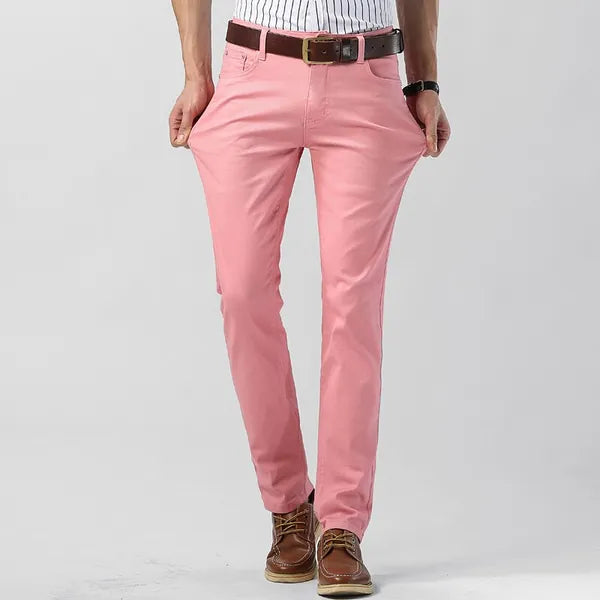 Men's Regular Fit Straight Leg Trousers – Christopher - Pink