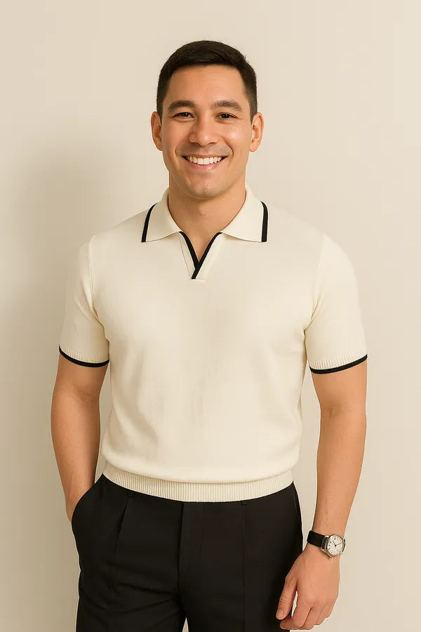 Men's Knit Short Sleeve Polo – Colin - White