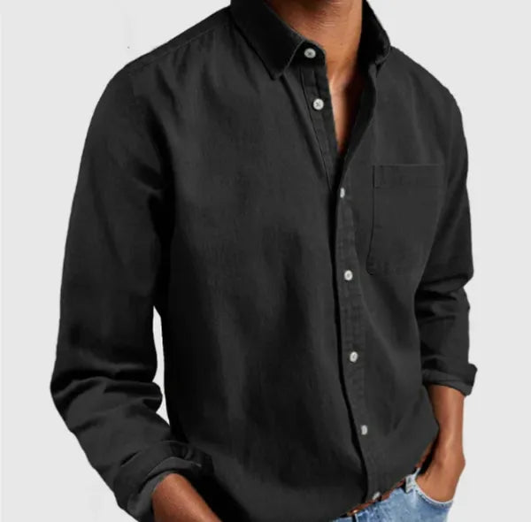 Men's Casual Button-Up Shirt – Dacian - Black