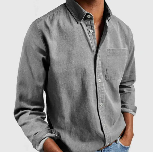 Men's Casual Button-Up Shirt – Dacian - Gray