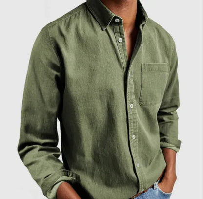 Men's Casual Button-Up Shirt – Dacian - Green