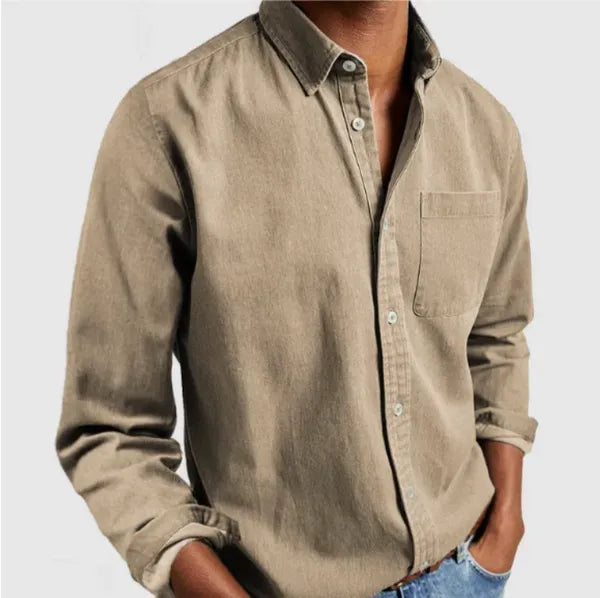 Men's Casual Button-Up Shirt – Dacian - Khaki