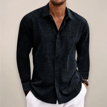 Men's Everyday Long Sleeve Button-Up Shirt – Dariole - Black