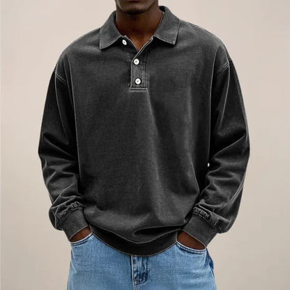 Men's Classic Long Sleeve Polo Shirt – Declan - Black