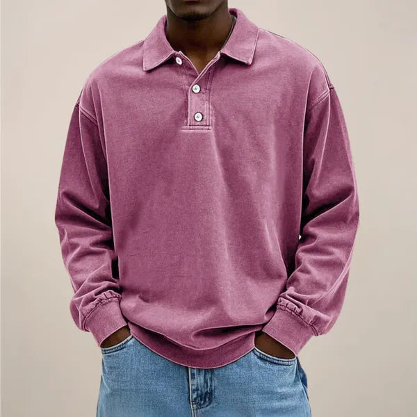 Men's Classic Long Sleeve Polo Shirt – Declan - Pink