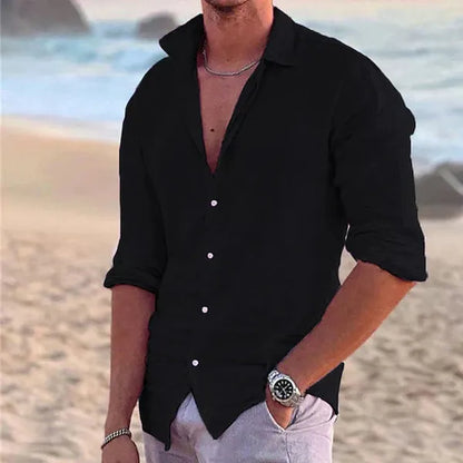 Men's Lightweight Long Sleeve Summer Shirt – Eberhard - Black