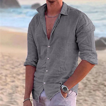 Men's Lightweight Long Sleeve Summer Shirt – Eberhard - Gray