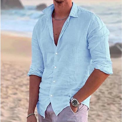 Men's Lightweight Long Sleeve Summer Shirt – Eberhard - Light Blue