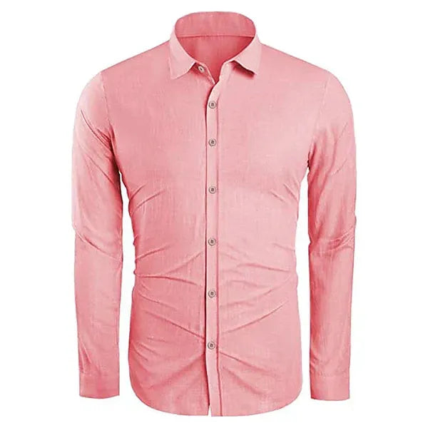Men's Lightweight Long Sleeve Summer Shirt – Eberhard - Pink 3