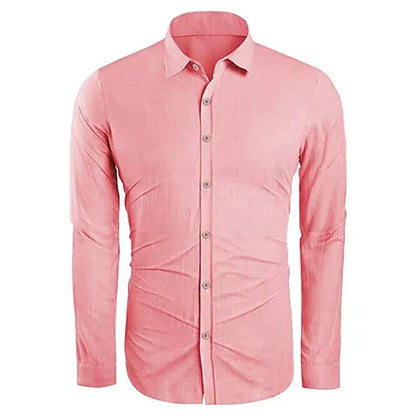 Men's Lightweight Long Sleeve Summer Shirt – Eberhard - Pink 3