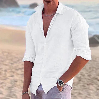 Men's Lightweight Long Sleeve Summer Shirt – Eberhard - White 2