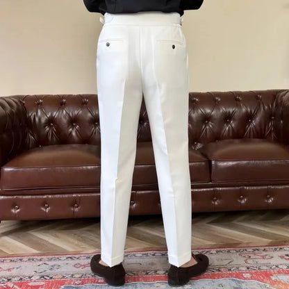 Men's Pleated Double-Button Trousers – Edward - Ivory 5