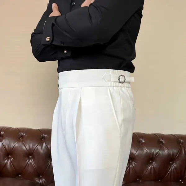 Men's Pleated Double-Button Trousers – Edward - Ivory 6