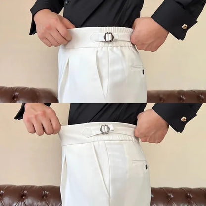 Men's Pleated Double-Button Trousers – Edward - Ivory 7
