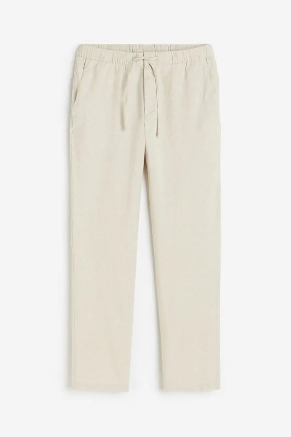 Men's Flat-Front Drawstring Trousers – Finley - Beige