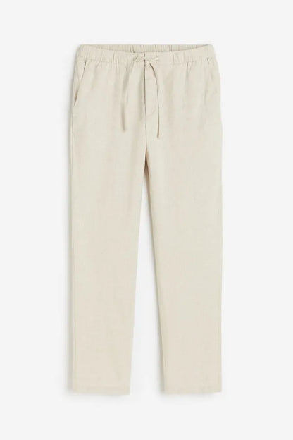 Men's Flat-Front Drawstring Trousers – Finley - Beige