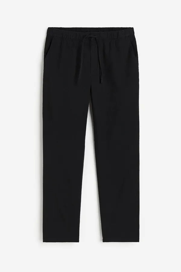 Men's Flat-Front Drawstring Trousers – Finley - Black