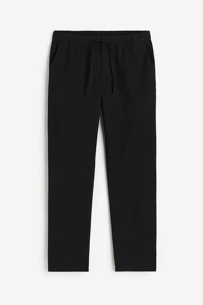 Men's Flat-Front Drawstring Trousers – Finley - Black
