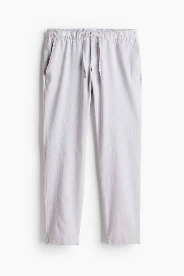 Men's Flat-Front Drawstring Trousers – Finley - Gray