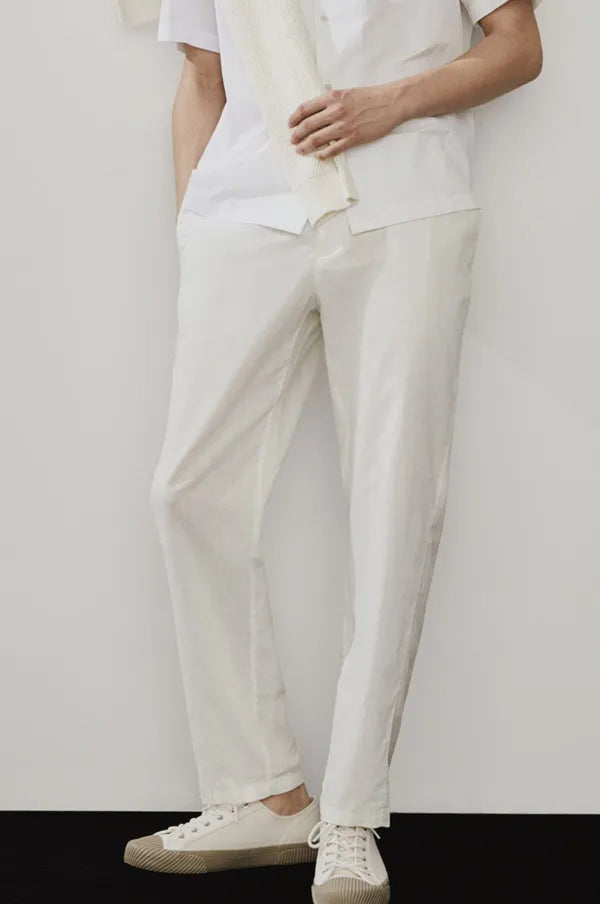 Men's Flat-Front Drawstring Trousers – Finley - White 4